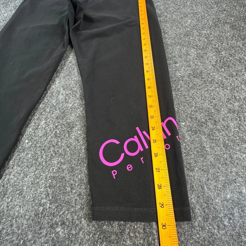 Calvin Klein Performance Leggings Womens 3X Black Cotton Stretch Capri Logo - Picture 3 of 9